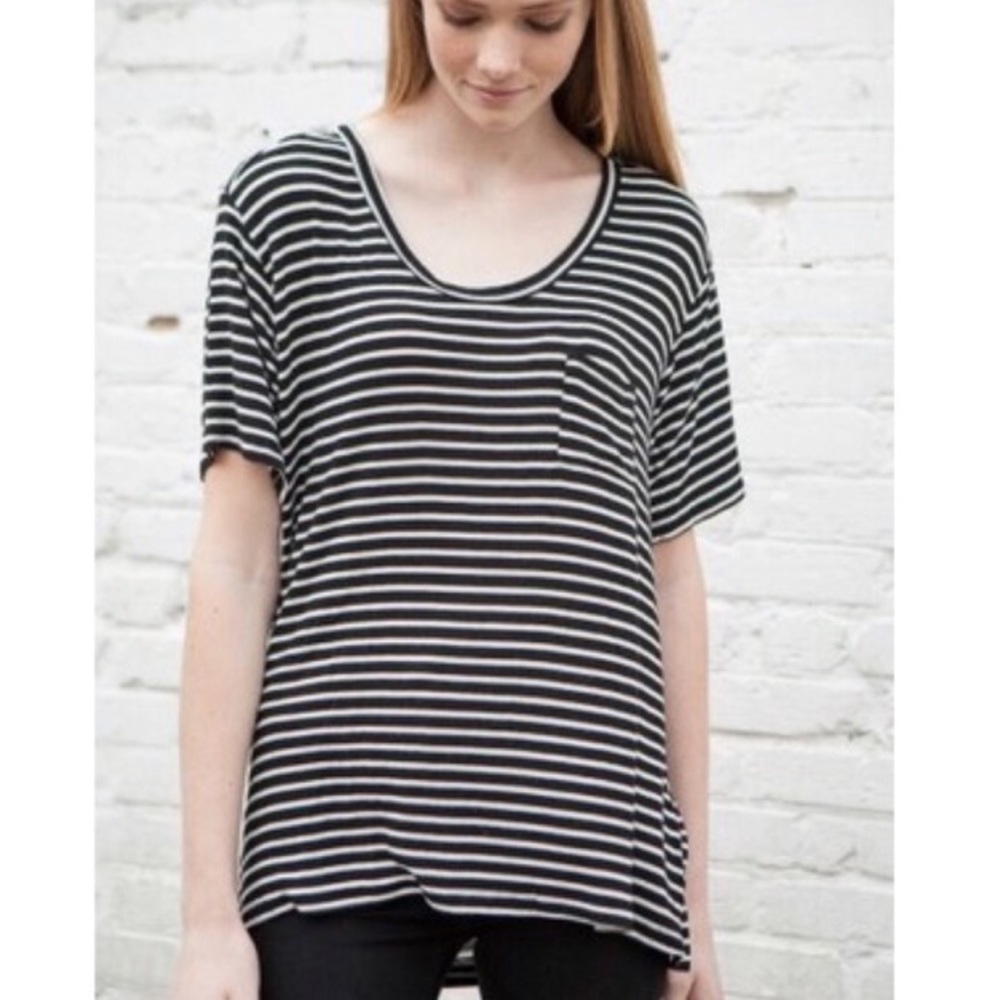 Brandy Melville quinn striped pocket tee